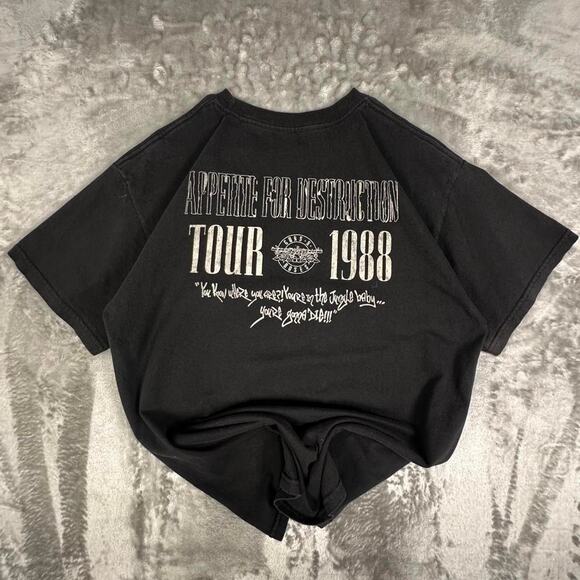 Guns N’ Roses 1988 Black Sun-Faded Appetite For Destruction Tour 2012 Band Tee L - Picture 2 of 7